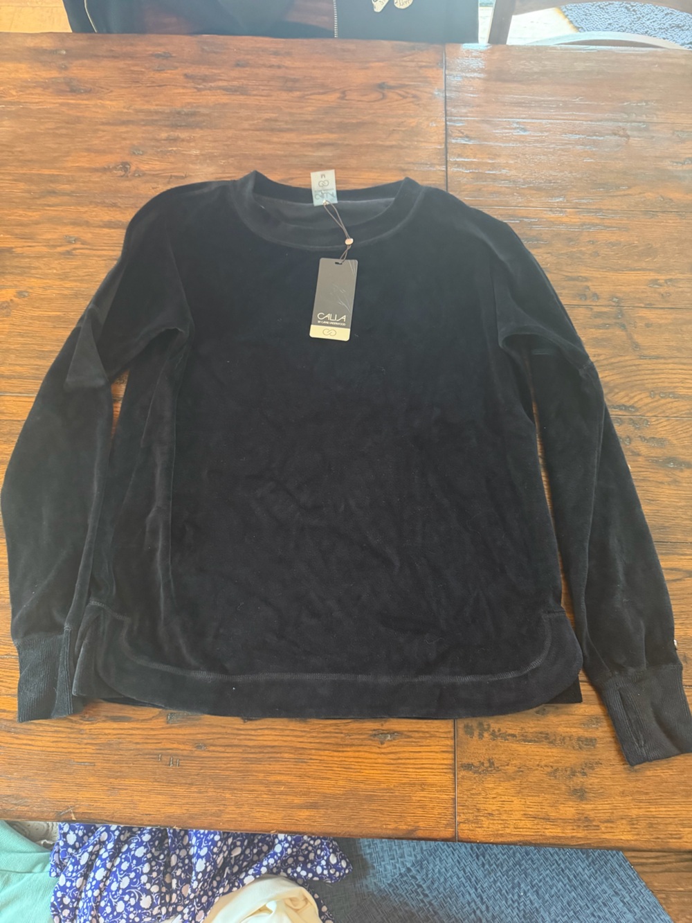 CALIA by Carrie Underwood Black Velvet Scoopneck Sweater